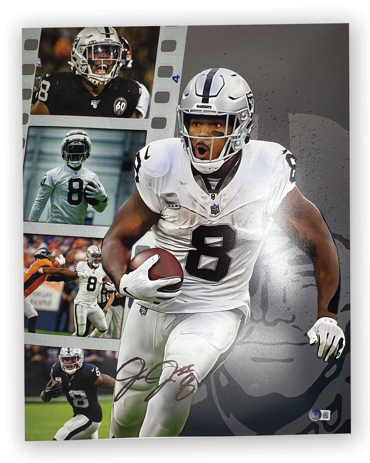 Josh Jacobs' Autographed 16”X20” Custom Photo Design 2