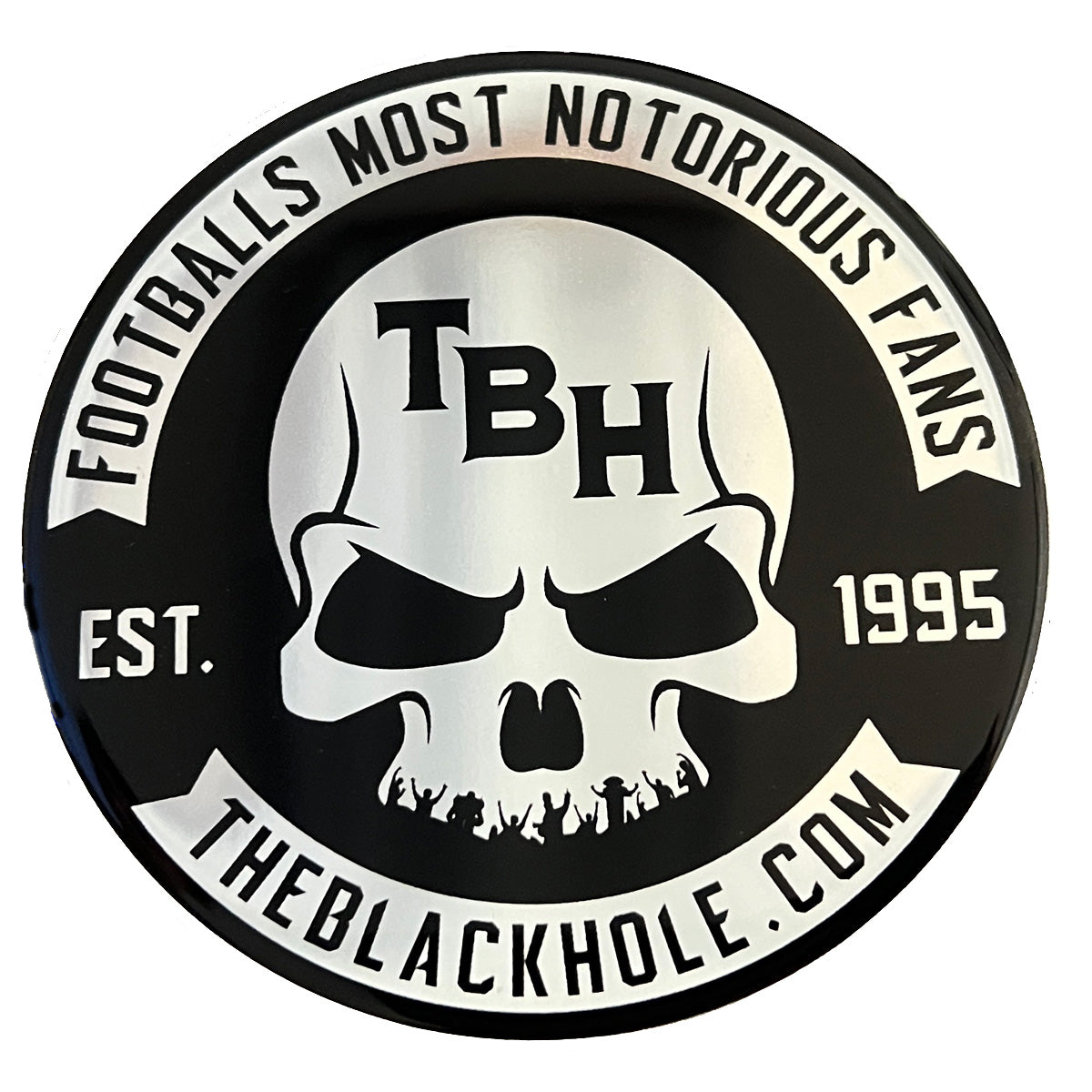 3" Round Gel-Domed TBH Chrome Skull Decal